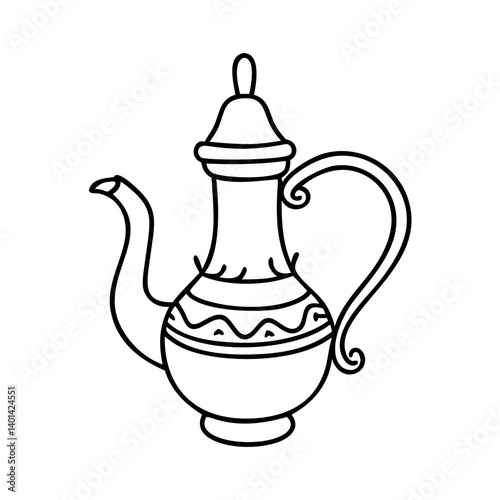 arabic tea pot icon, arabic tea pot line art - simple line art of arabic tea pot, perfect for arabic tea pot logos and icons