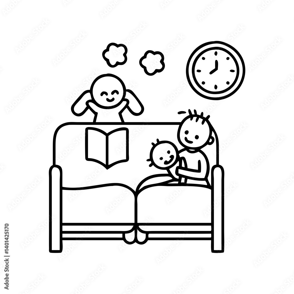 bedtime story icon, bedtime story line art - simple line art of bedtime story, perfect for bedtime story logos and icons bedtime story icon, bedtime story line art - simple line art of bedtime story, perfect for bedtime story logos and icons