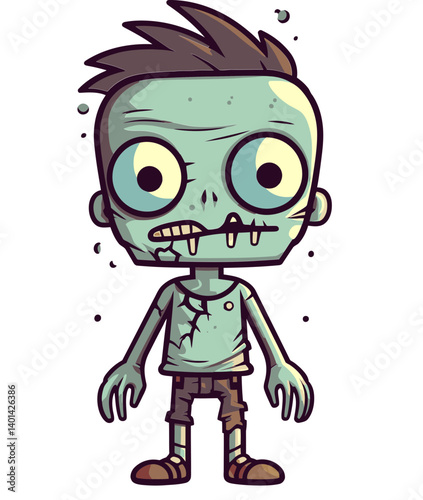 Zombie with Skin Peeling Undead Zombie with Twisted Jaw PNG