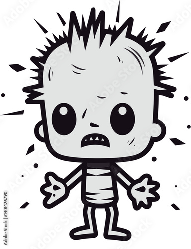 Undead Zombie with Crushed Skull Zombie with Gaping Wounds Vector