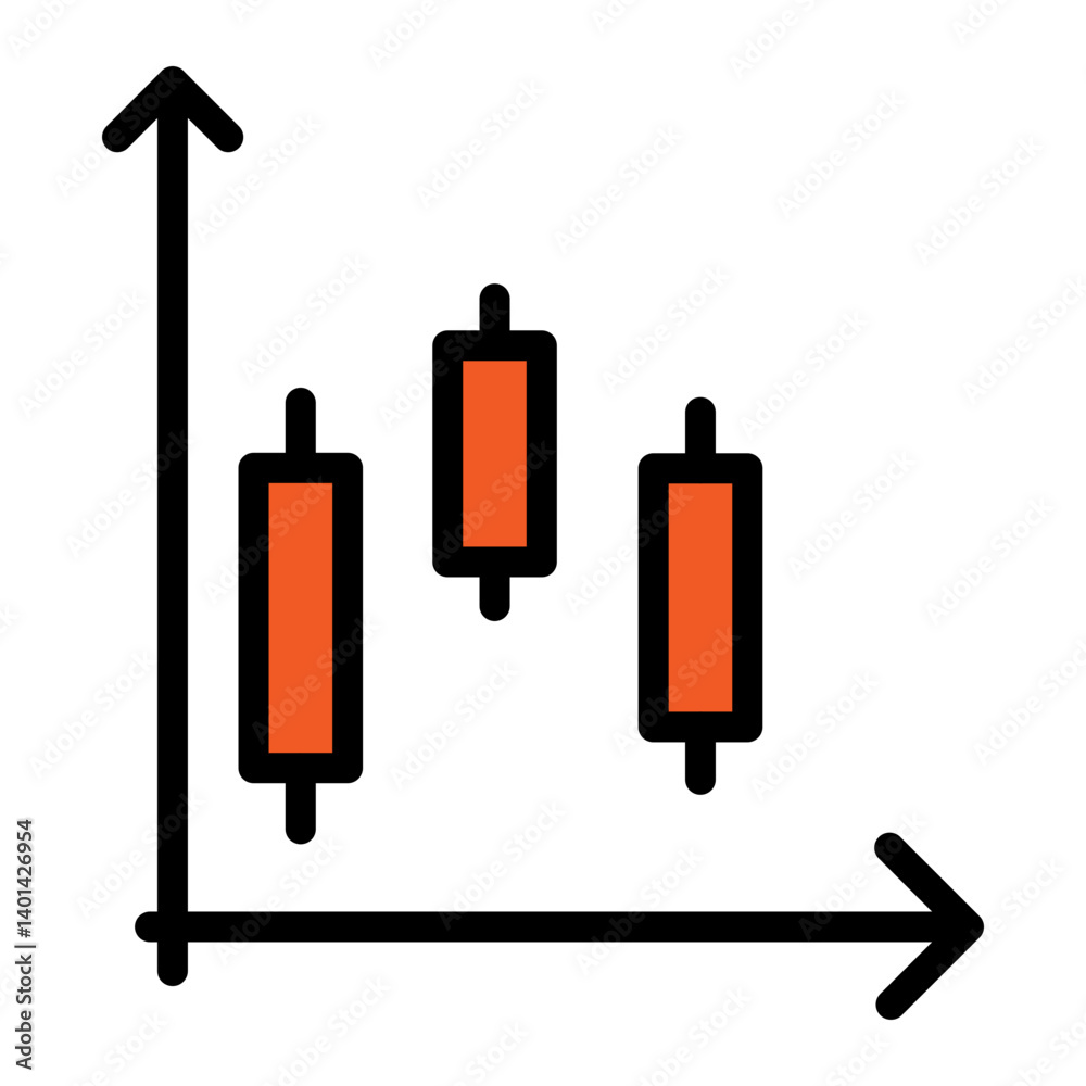 Candlestick Chart Vector Filled Icon Design Candlestick Chart Vector Filled Icon Design