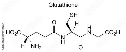 Chemical structure of glutathione, drug substance