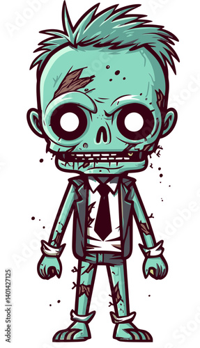 Zombie with Pale Complexion Undead Zombie with Stiff Limbs Vector
