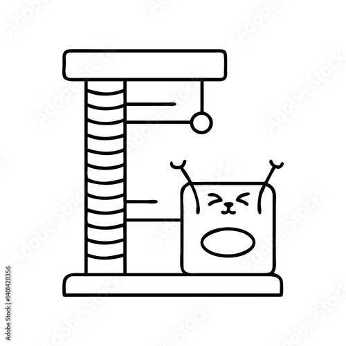 cat scratching post icon, cat scratching post line art - simple line art of cat scratching post, perfect for cat scratching post logos and icons