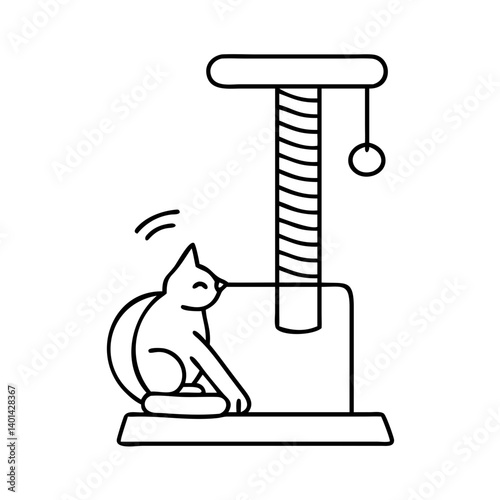 cat scratching post icon, cat scratching post line art - simple line art of cat scratching post, perfect for cat scratching post logos and icons