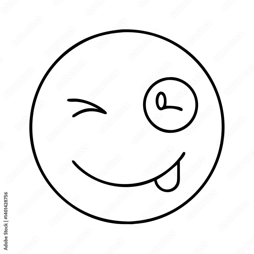 Fototapeta premium cheeky wink icon, cheeky wink line art - simple line art of cheeky wink, perfect for cheeky wink logos and icons
