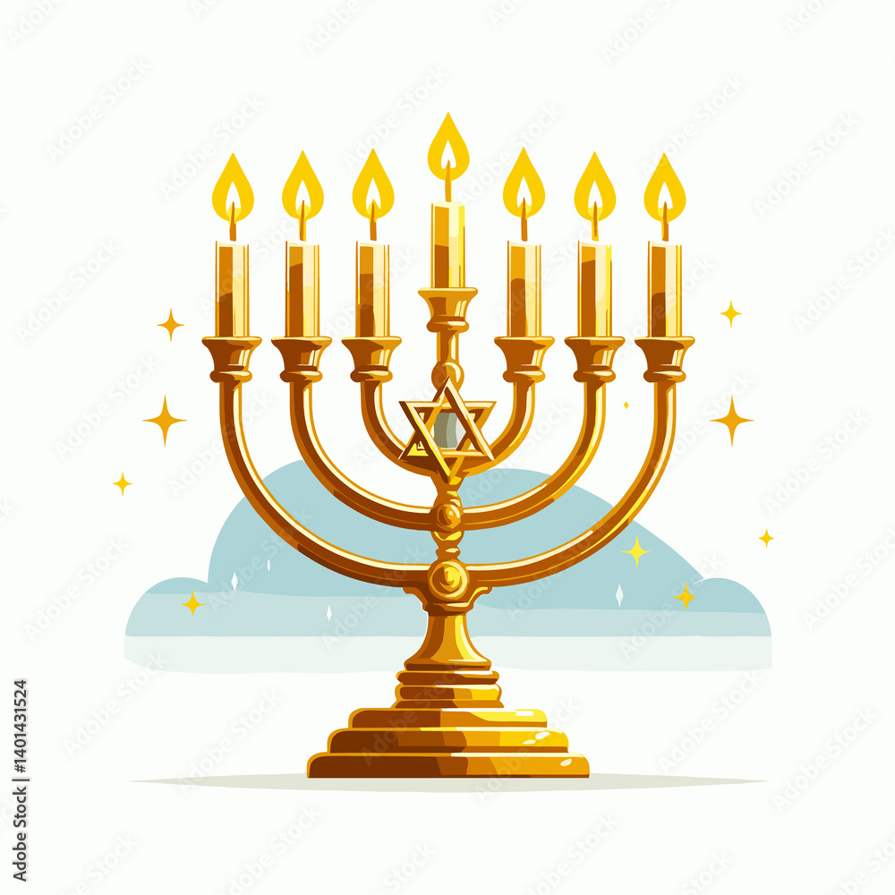 Golden Menorah Shining Bright Against a Soft Background Golden Menorah Shining Bright Against a Soft Background