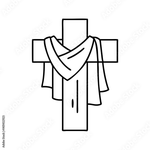 cross draped in cloth icon, cross draped in cloth line art - simple line art of cross draped in cloth, perfect for cross draped in cloth logos and icons