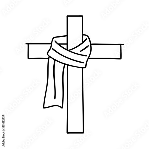 cross draped in cloth icon, cross draped in cloth line art - simple line art of cross draped in cloth, perfect for cross draped in cloth logos and icons