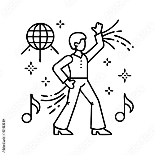 disco era icon, disco era line art - simple line art of disco era, perfect for disco era logos and icons