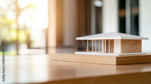 Architectural miniature revealing contemporary residential design, featuring detailed structural elements and precise interior positioning