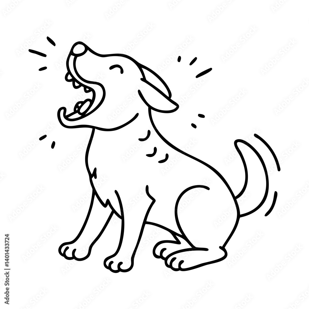 Fototapeta premium dog barking with excitement icon, dog barking with excitement line art - simple line art of dog barking with excitement, perfect for dog barking with excitement logos and icons