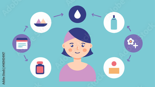 Daily Routine A vector depicting a skincare routine with a stepbystep guide on how to incorporate exosome treatments