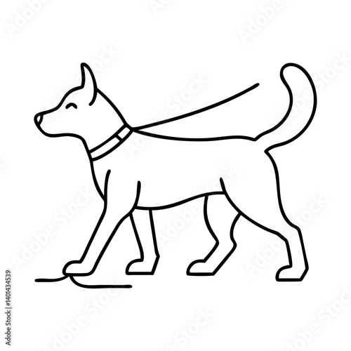 dog walking icon, dog walking line art - simple line art of dog walking, perfect for dog walking logos and icons