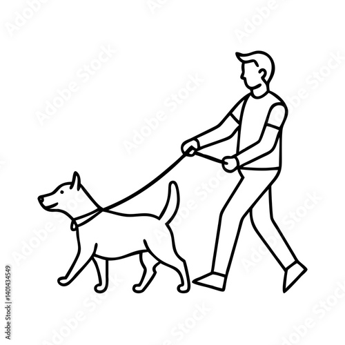 dog walking icon, dog walking line art - simple line art of dog walking, perfect for dog walking logos and icons