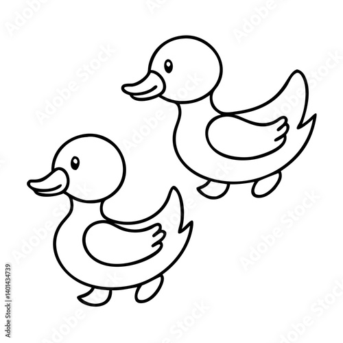 ducklings icon, ducklings line art - simple line art of ducklings, perfect for ducklings logos and icons
