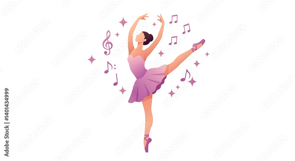 ballerina dancing amidst musical notes ballerina dancing amidst musical notes