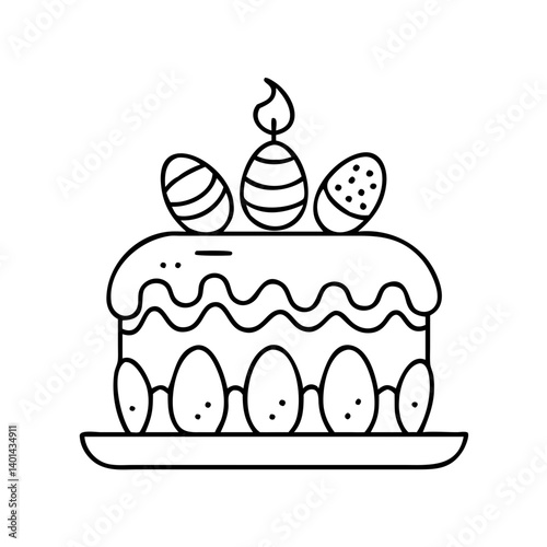 easter cake icon, easter cake line art - simple line art of easter cake, perfect for easter cake logos and icons