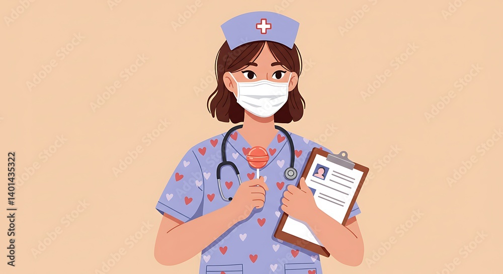 pediatric doctor holding a clipboard and a lollipop pediatric doctor holding a clipboard and a lollipop