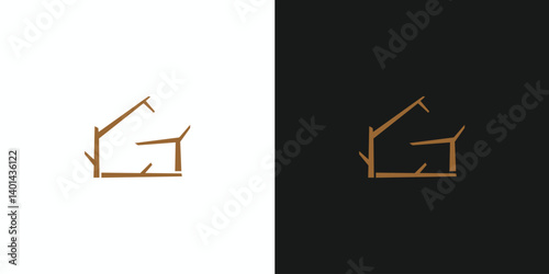 The tree house logo design with the initials G is unique and attractive