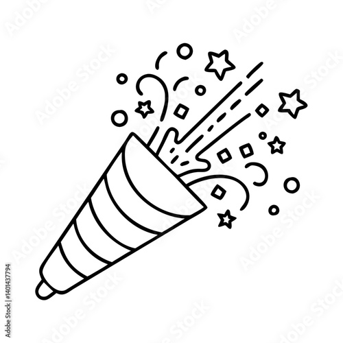 exploding confetti popper icon, exploding confetti popper line art - simple line art of exploding confetti popper, perfect for exploding confetti popper logos and icons