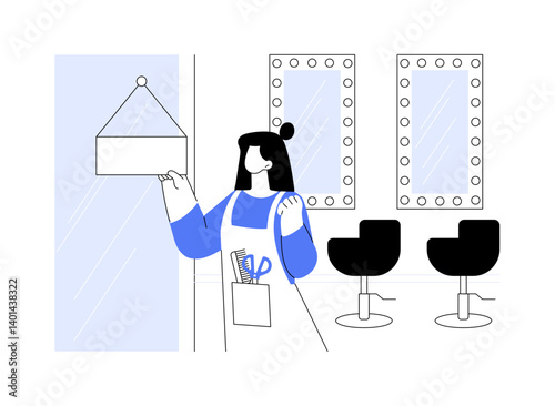 Opening beauty salon isolated cartoon vector illustrations.