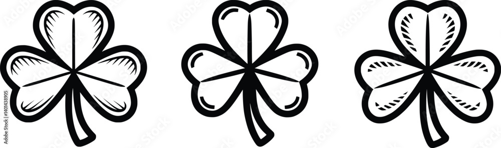Shamrock Outline Clipart Trio Lucky Clover St. Patrick’s Day Vector. Shamrock Outline Clipart Trio Lucky Clover St. Patrick’s Day Vector.