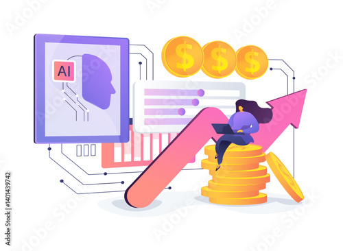 AI Dynamic Pricing Strategies abstract concept vector illustration.