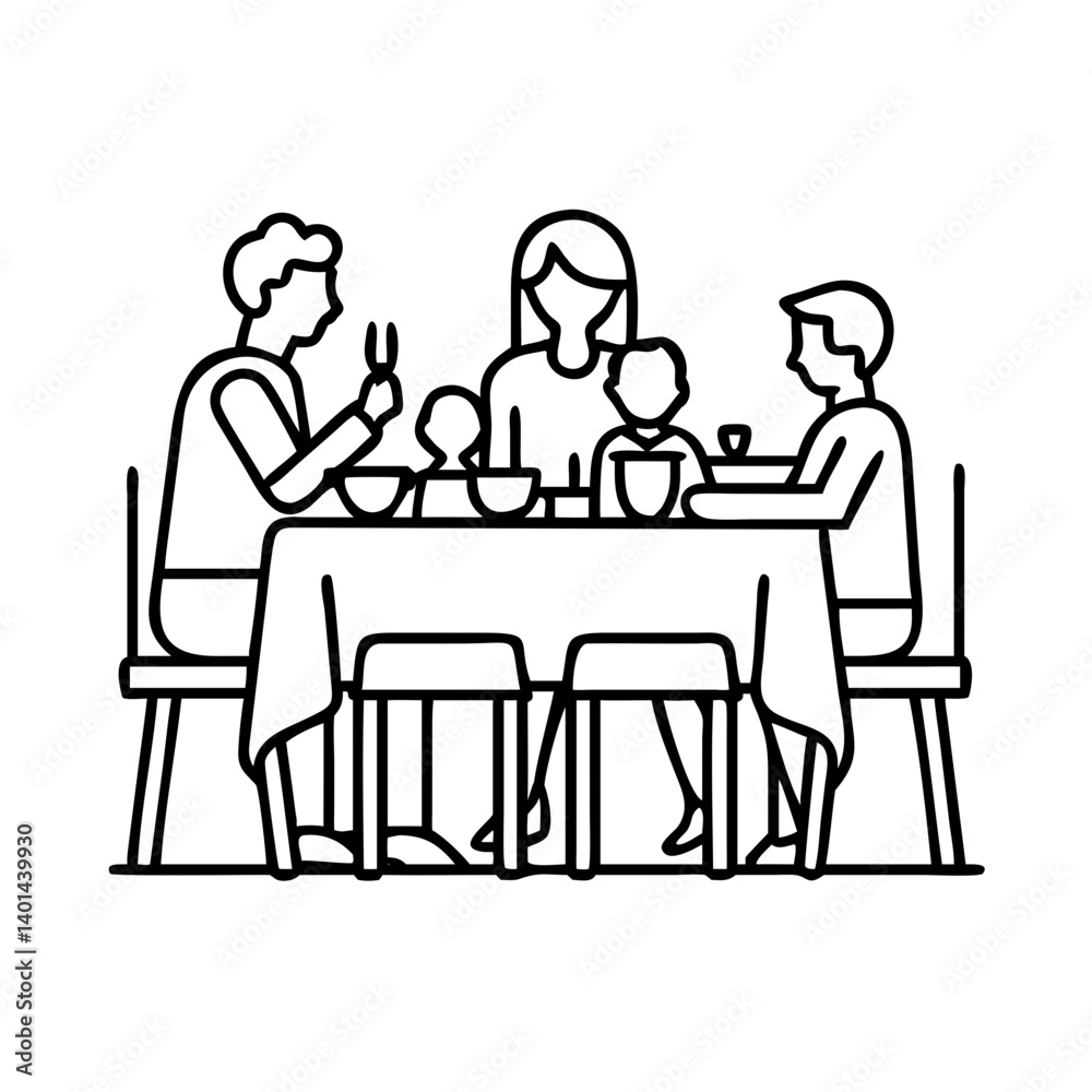 family meal at table icon, family meal at table line art - simple line art of family meal at table, perfect for family meal at table logos and icons family meal at table icon, family meal at table line art - simple line art of family meal at table, perfect for family meal at table logos and icons