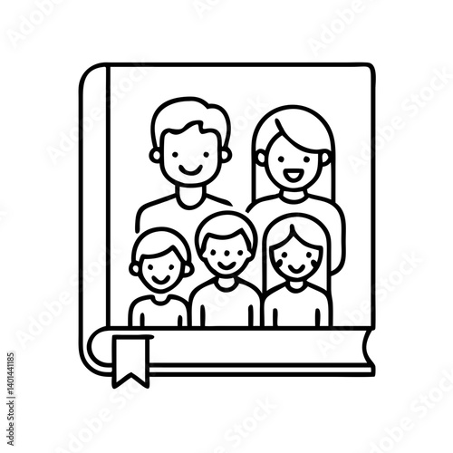 family storybook icon, family storybook line art - simple line art of family storybook, perfect for family storybook logos and icons