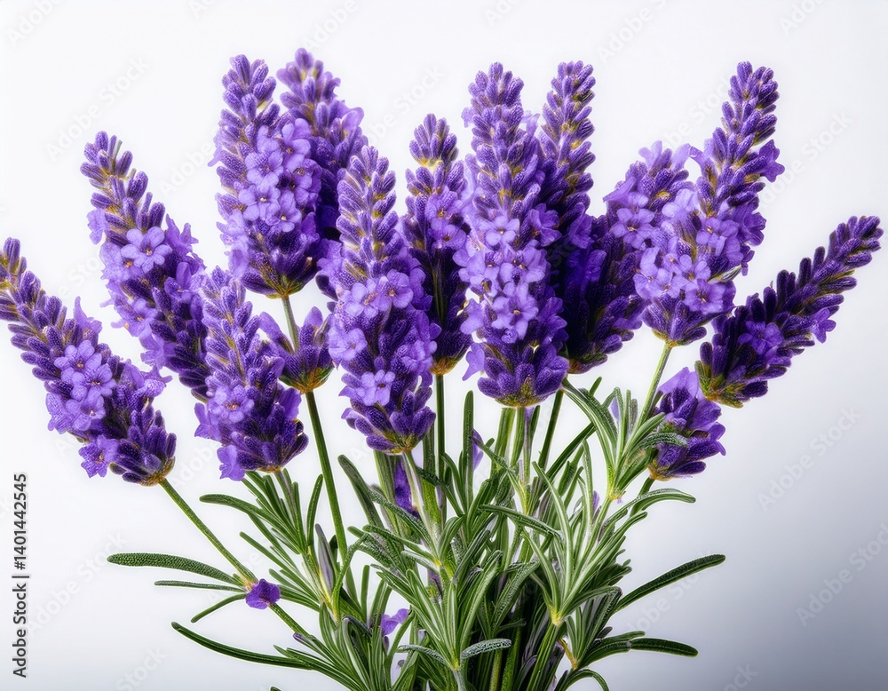 Fototapeta premium isolated lavender flowers with green stems no background present