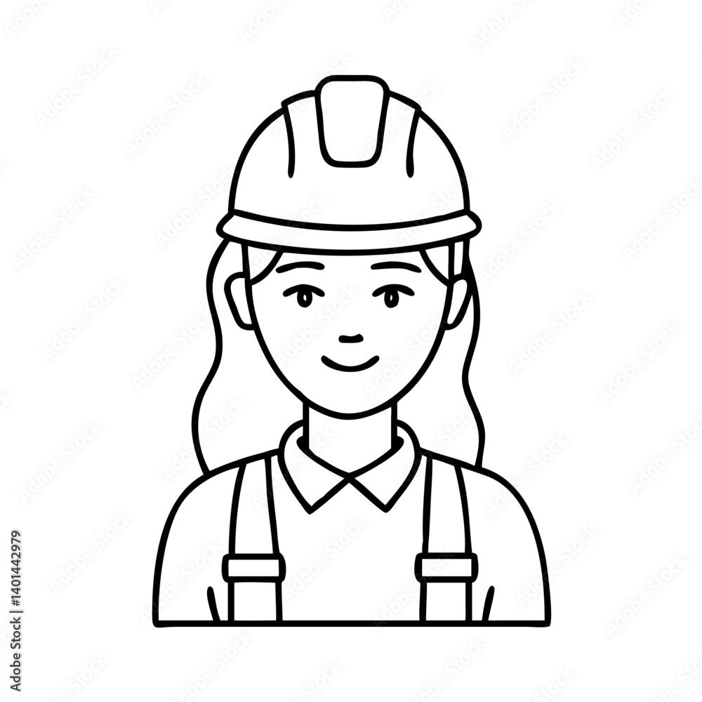 female construction worker icon, female construction worker line art - simple line art of female construction worker, perfect for female construction worker logos and icons female construction worker icon, female construction worker line art - simple line art of female construction worker, perfect for female construction worker logos and icons