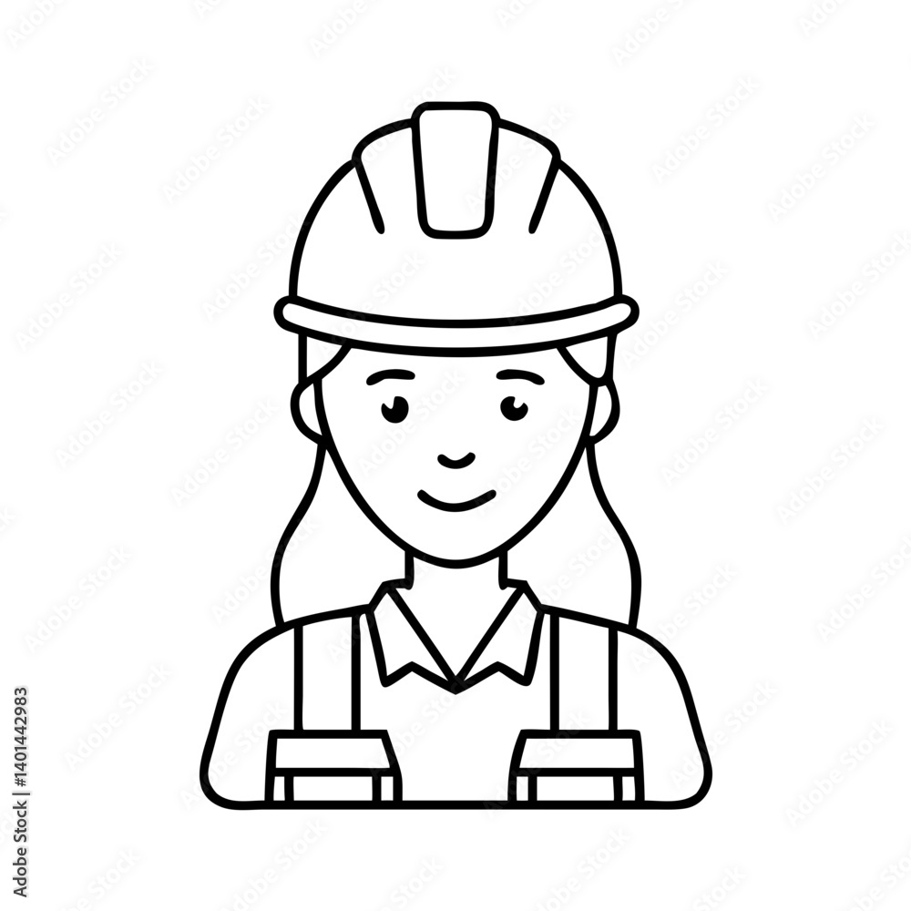 female construction worker icon, female construction worker line art - simple line art of female construction worker, perfect for female construction worker logos and icons female construction worker icon, female construction worker line art - simple line art of female construction worker, perfect for female construction worker logos and icons