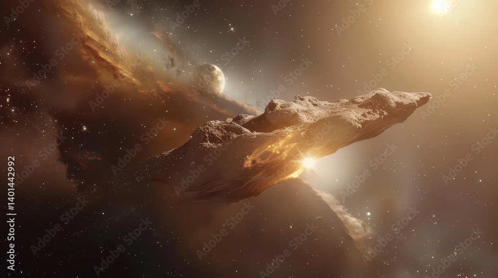 Obraz premium Comet flying through deep space