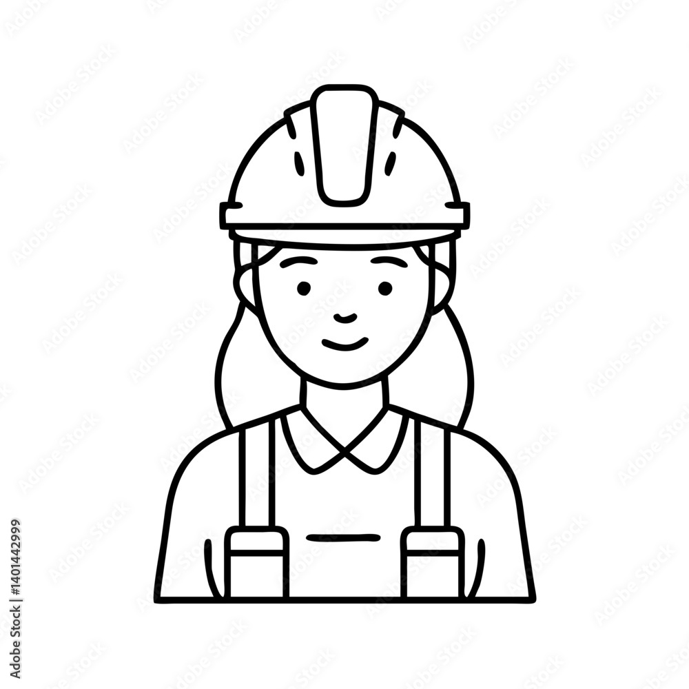 female construction worker icon, female construction worker line art - simple line art of female construction worker, perfect for female construction worker logos and icons female construction worker icon, female construction worker line art - simple line art of female construction worker, perfect for female construction worker logos and icons