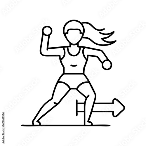 female athlete icon, female athlete line art - simple line art of female athlete, perfect for female athlete logos and icons