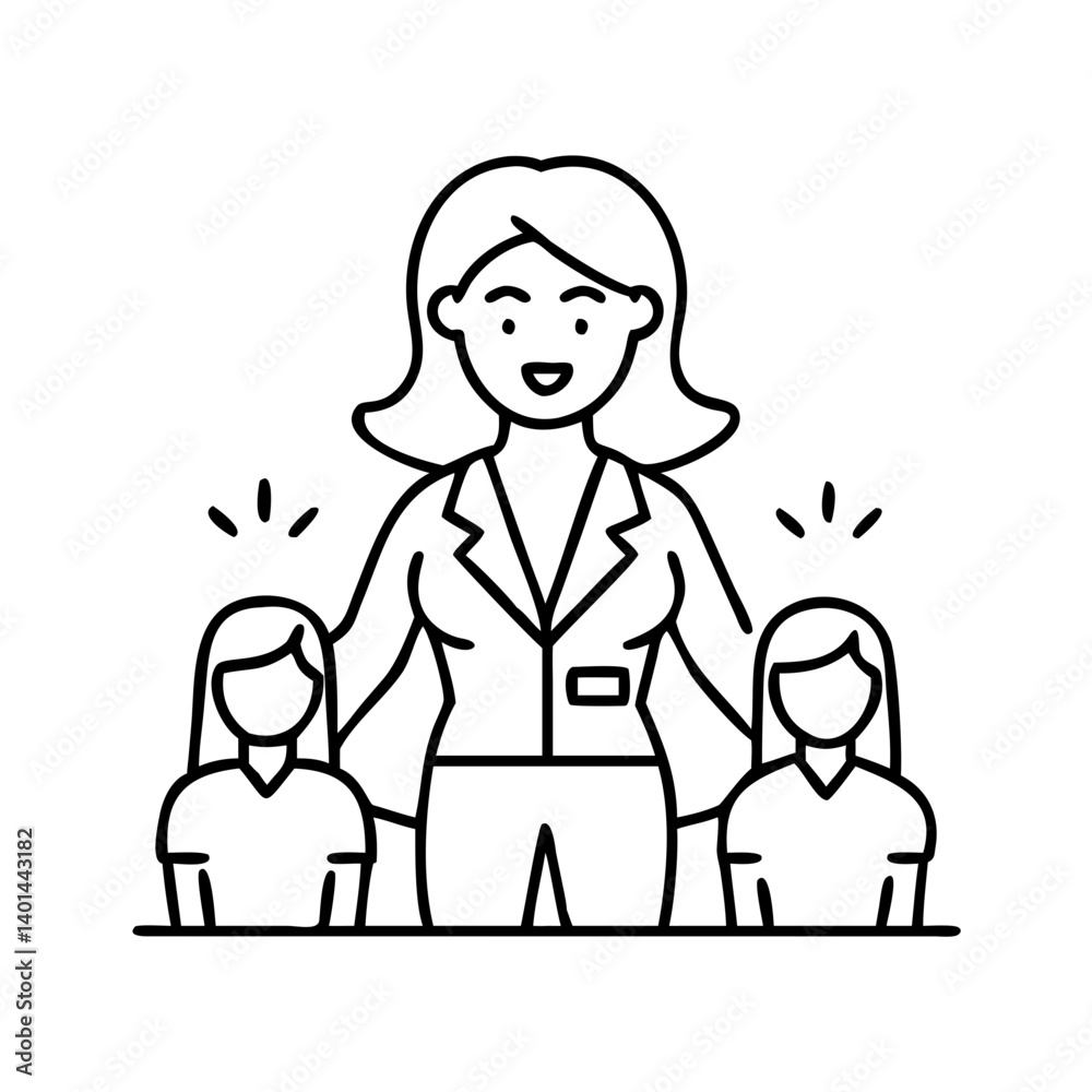 female leader icon, female leader line art - simple line art of female leader, perfect for female leader logos and icons female leader icon, female leader line art - simple line art of female leader, perfect for female leader logos and icons