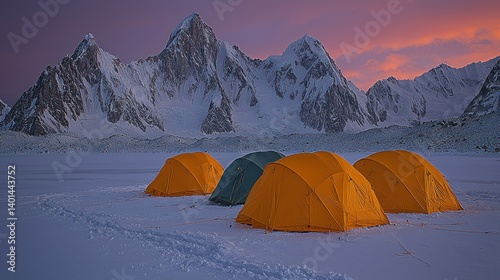Majestic Mountain Camp: Dawn in the Himalayas