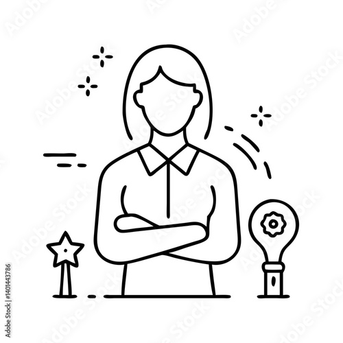 female role model icon, female role model line art - simple line art of female role model, perfect for female role model logos and icons