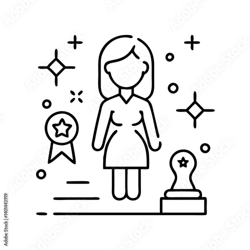 female role model icon, female role model line art - simple line art of female role model, perfect for female role model logos and icons