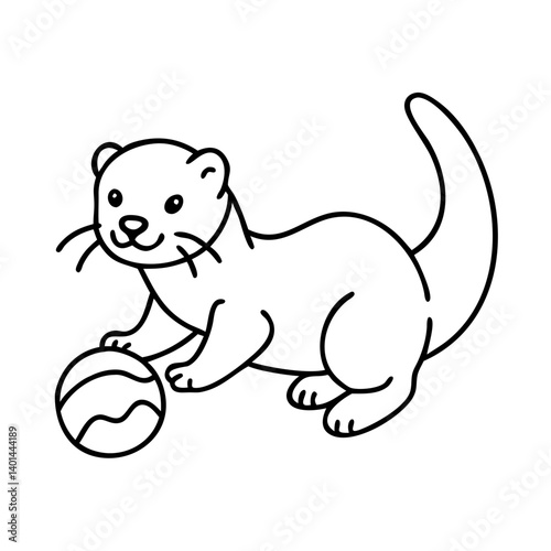 ferret playing icon, ferret playing line art - simple line art of ferret playing, perfect for ferret playing logos and icons