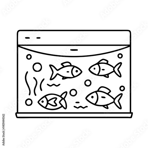 fish swimming in tank icon, fish swimming in tank line art - simple line art of fish swimming in tank, perfect for fish swimming in tank logos and icons