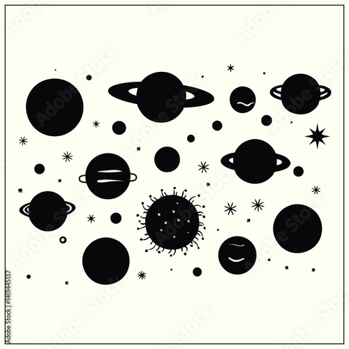 Solar System Silhouette, Celestial Bodies