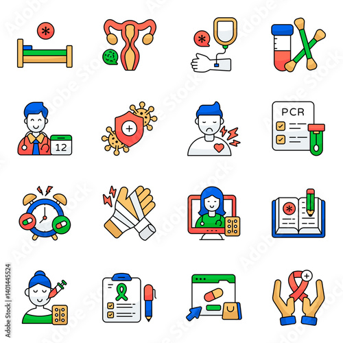 Set of Medical Equipment Flat Icons 

