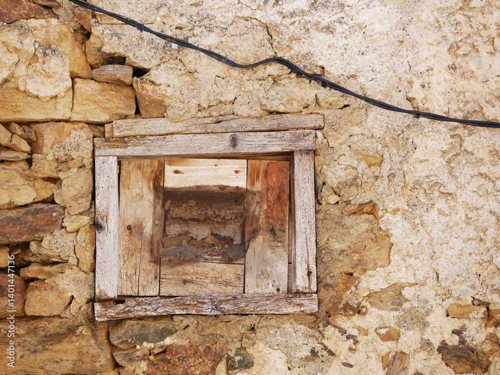 old historical facade of a bulding with abondoned window old historical facade of a bulding with abondoned window