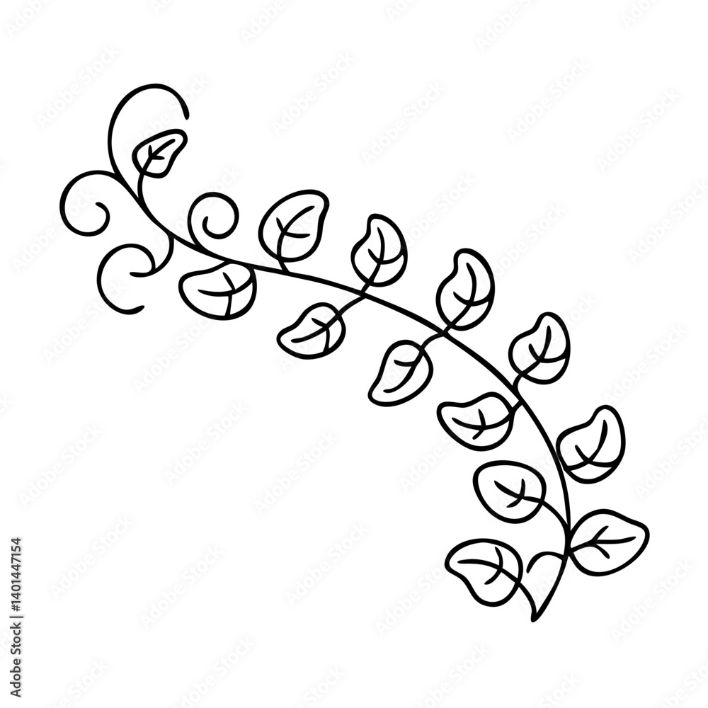 Fototapeta premium green vine icon, green vine line art - simple line art of green vine, perfect for green vine logos and icons