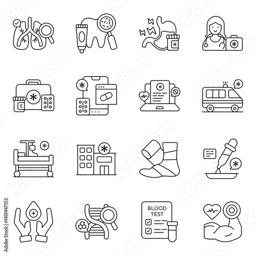 Set of Healthcare Line Icons 

