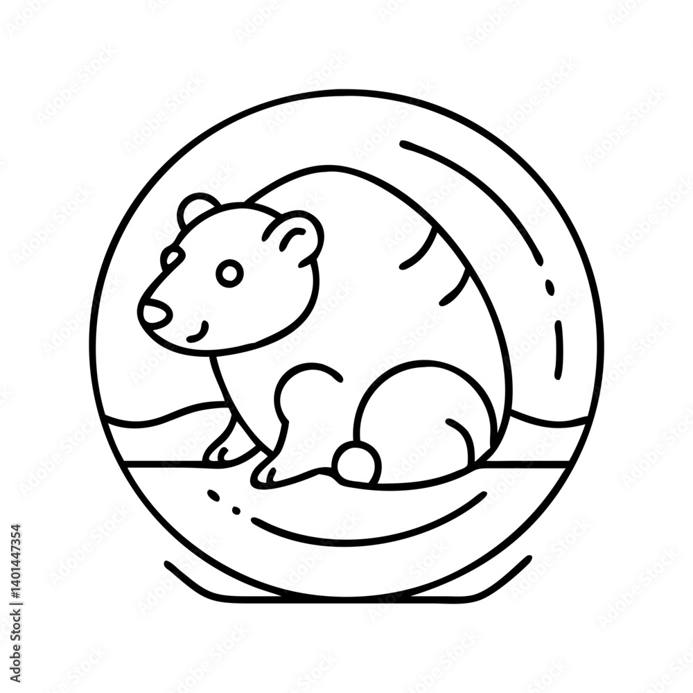 Obraz premium hamster in ball icon, hamster in ball line art - simple line art of hamster in ball, perfect for hamster in ball logos and icons
