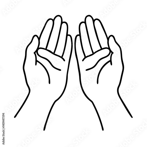 hands in prayer icon, hands in prayer line art - simple line art of hands in prayer, perfect for hands in prayer logos and icons