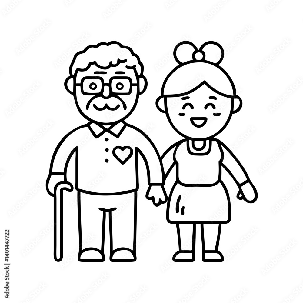happy grandparents icon, happy grandparents line art - simple line art of happy grandparents, perfect for happy grandparents logos and icons happy grandparents icon, happy grandparents line art - simple line art of happy grandparents, perfect for happy grandparents logos and icons